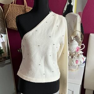 Windsor Cream Off-Shoulder Sweater with Embellishments